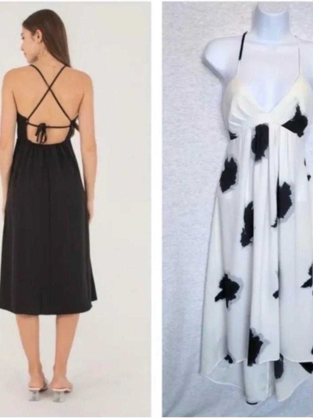 NWT - Wilfred Cosimo Women's Navy & White Spaghetti Strap Midi Dress - 4